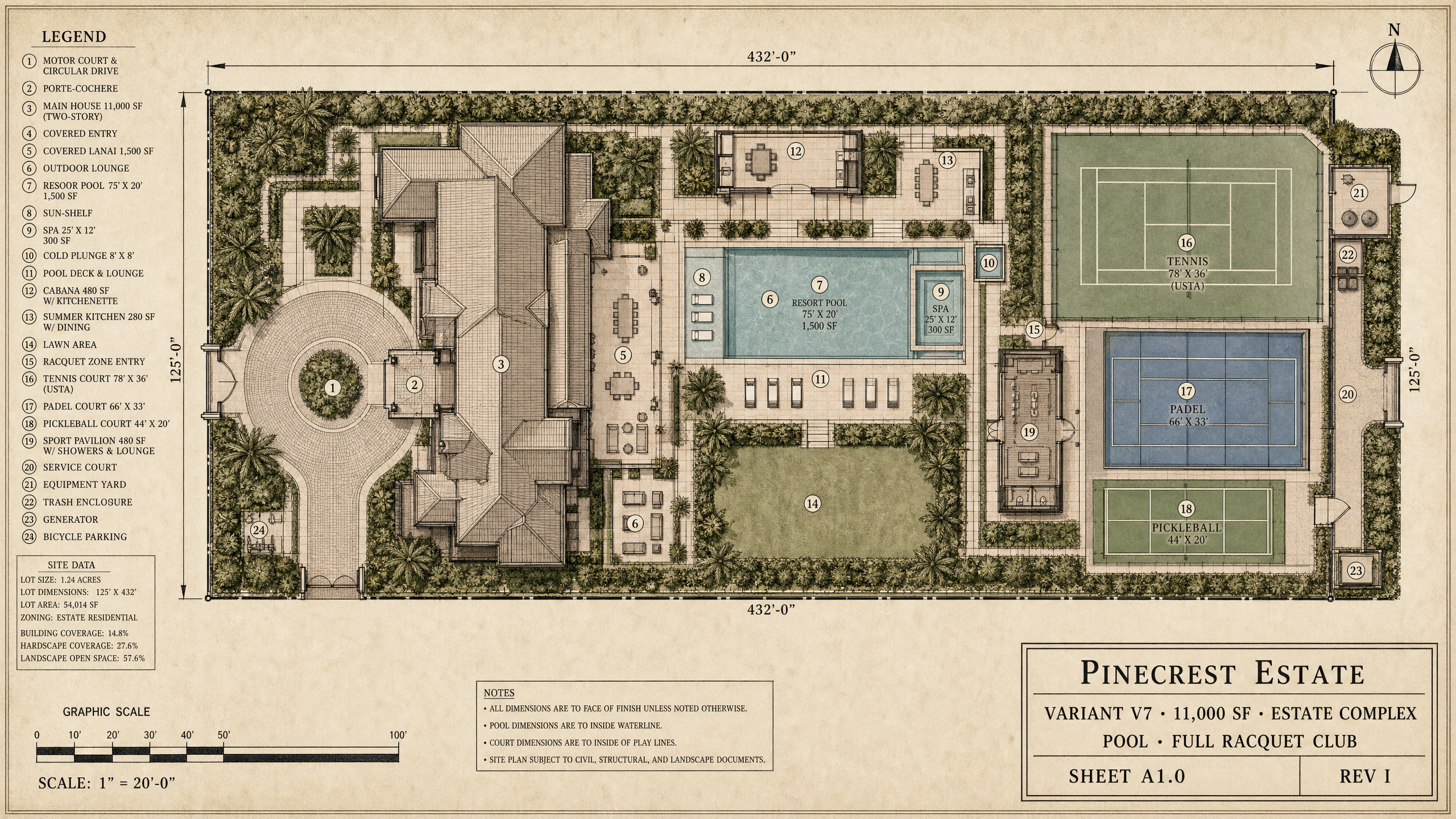 V7 · 11k · Estate Pool · Full Racquet